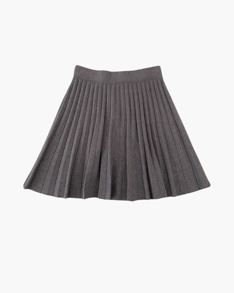 Mini gonna Oxford in lana plissettata